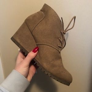 Tan Wedged Booties